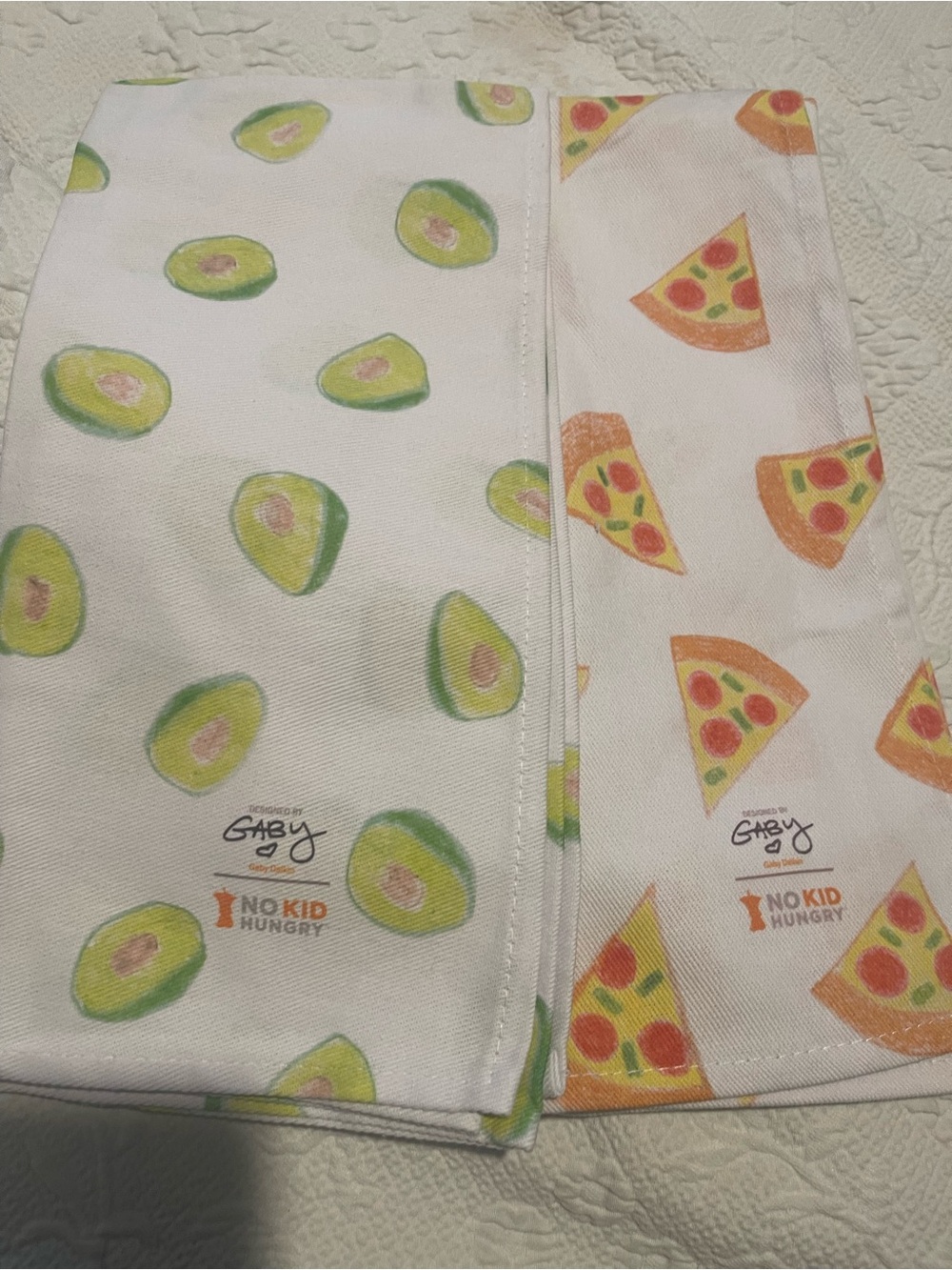 Williams Sonoma Gaby Dalkin No Kid Hungry Avocado & Pizza Print Tea Towels